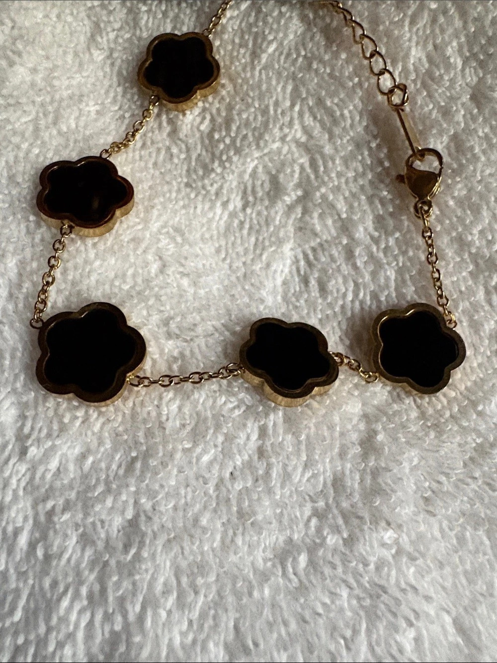 Black Floral Link Necklace Like New